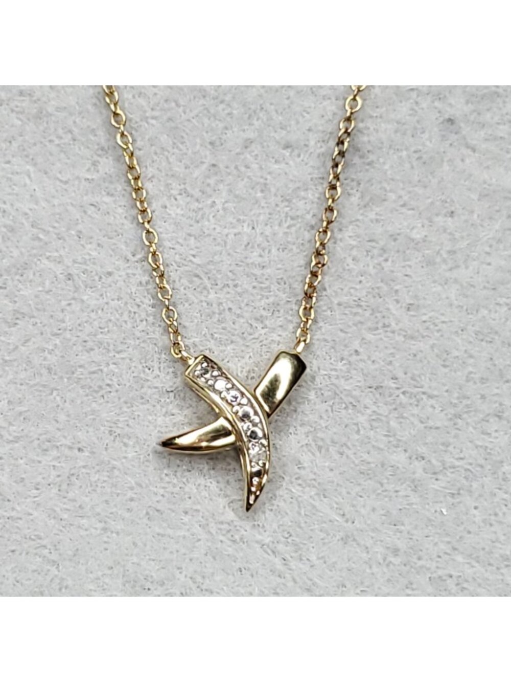 DBJ Sterling Silver X Kiss Necklace Dainty Victoria Townsend 18kt GP 18"